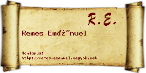 Remes Emánuel névjegykártya